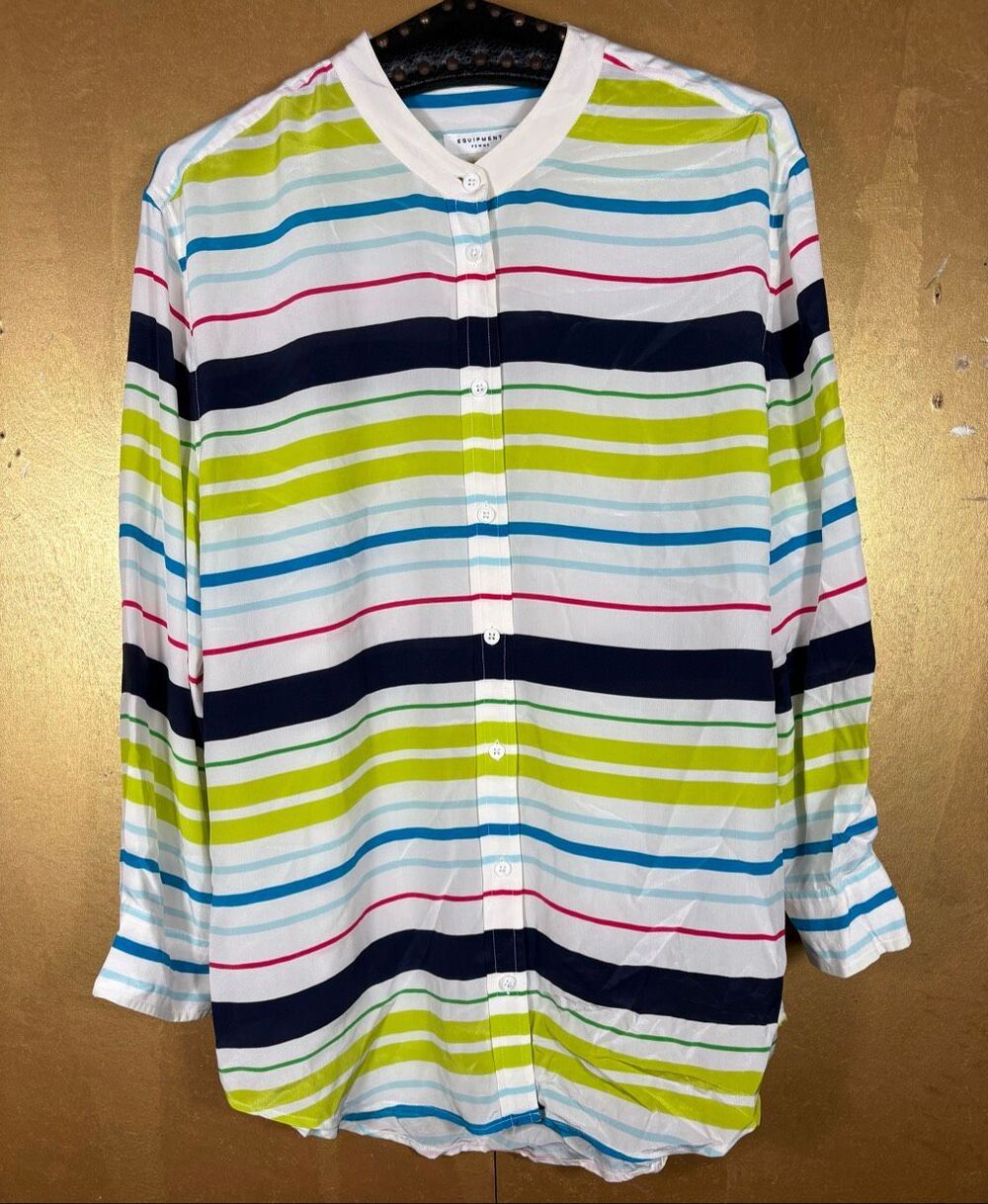 Equipment Femme striped button down silk top size large
